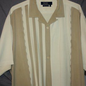 Nat Nast silk shirt. This is a xxl and runs large. The colors are tan and a crea